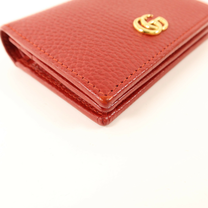 GUCCI 牛皮皮革GG Marmont金扣錢包-11