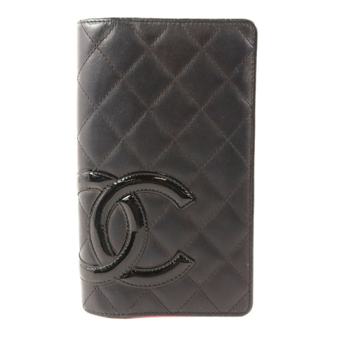 CHANEL 牛皮皮革Combon Long Wallet銀扣長錢包