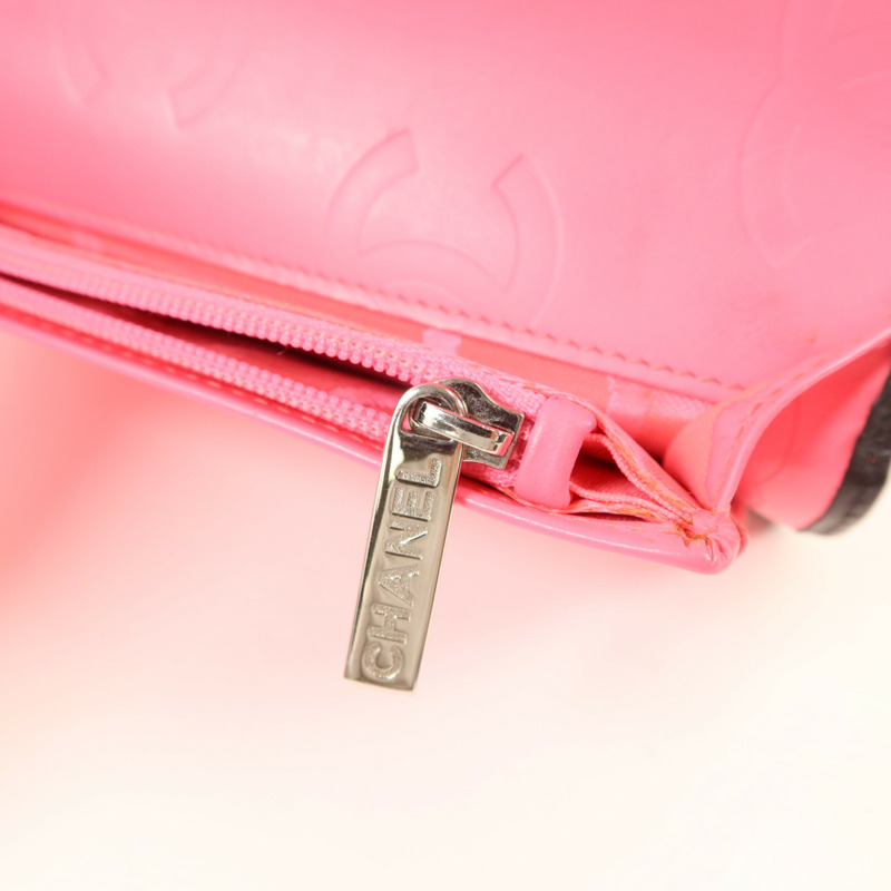 CHANEL 牛皮皮革Combon Long Wallet銀扣長錢包-8