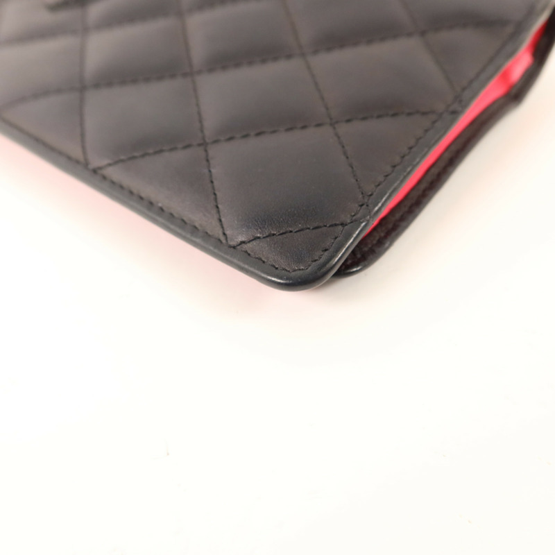 CHANEL 牛皮皮革Combon Long Wallet銀扣長錢包-10