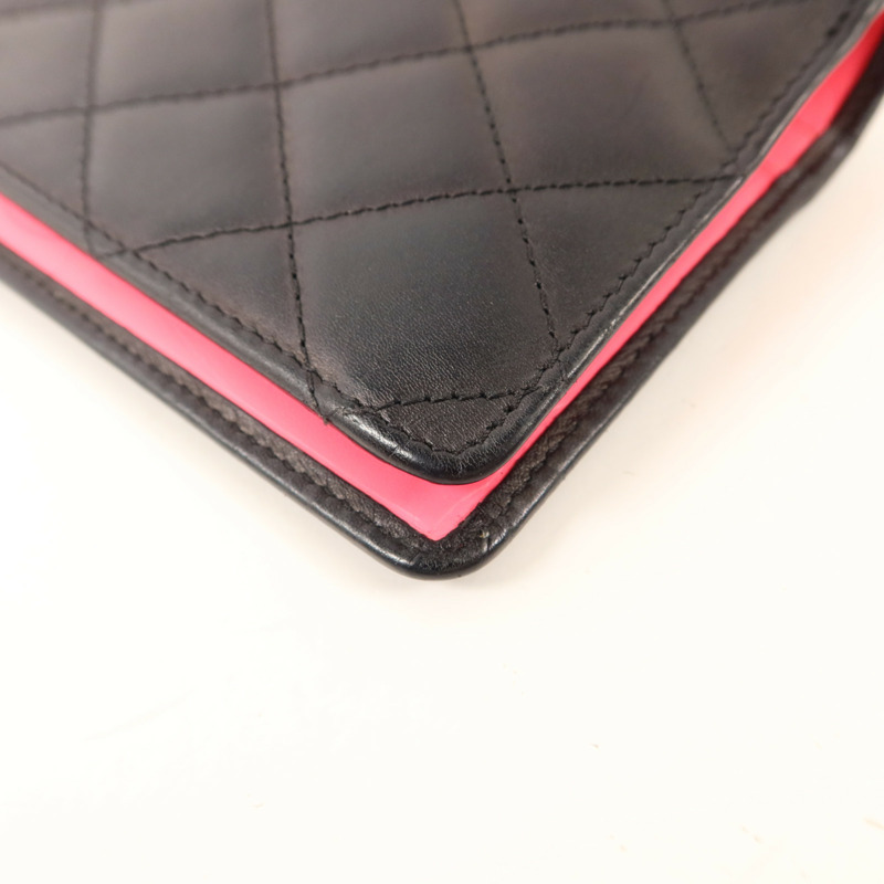 CHANEL 牛皮皮革Combon Long Wallet銀扣長錢包-11