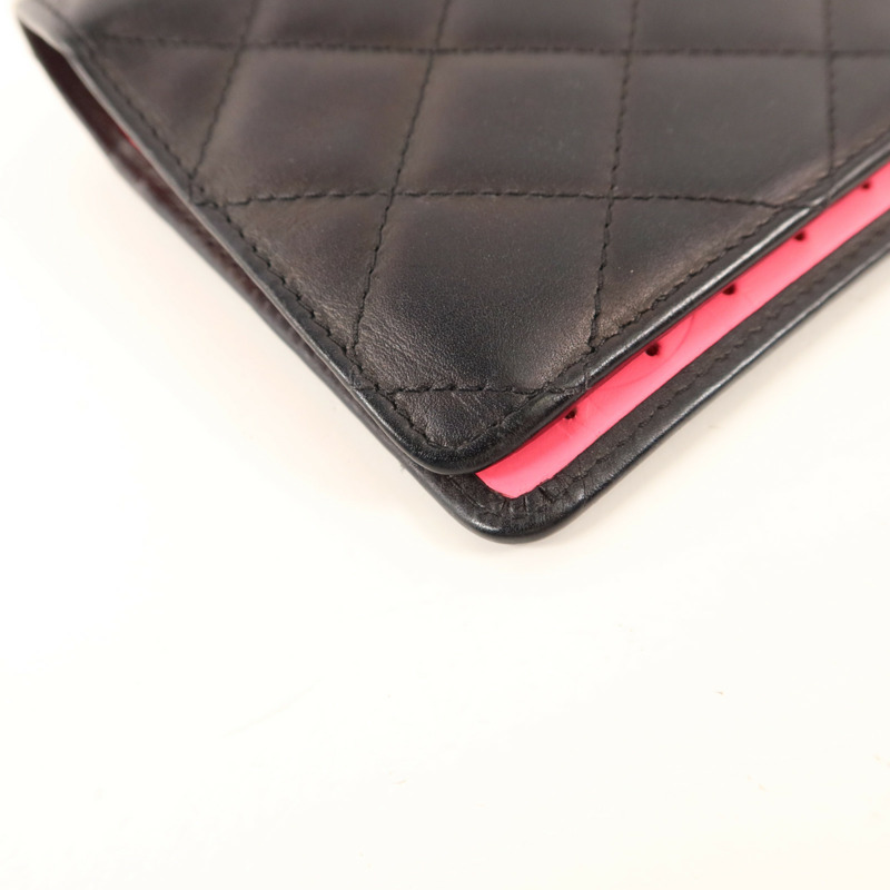 CHANEL 牛皮皮革Combon Long Wallet銀扣長錢包-12
