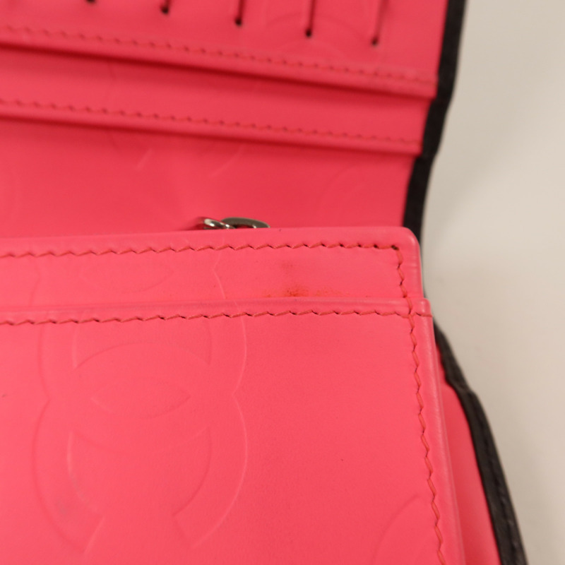 CHANEL 牛皮皮革Combon Long Wallet銀扣長錢包-18