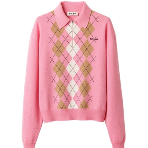 Miu Miu 女士 羊絨半拉鍊Polo衫IT-38 IT-40 IT-42碼