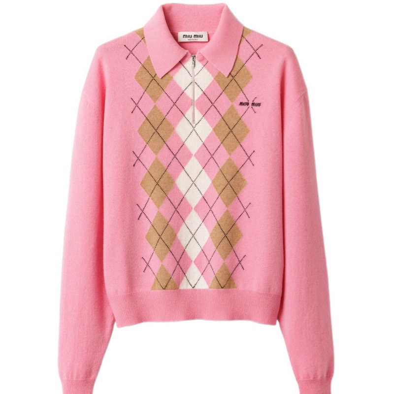 Miu Miu 女士 羊絨半拉鍊Polo衫IT-38 IT-40 IT-42碼-0