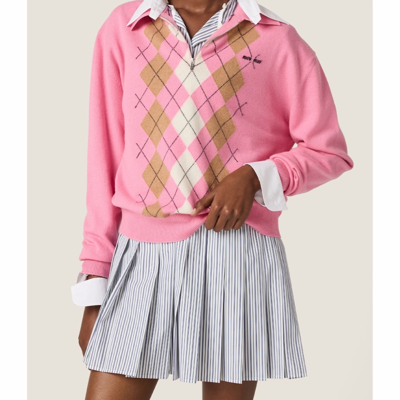 Miu Miu 女士 羊絨半拉鍊Polo衫IT-38 IT-40 IT-42碼-2