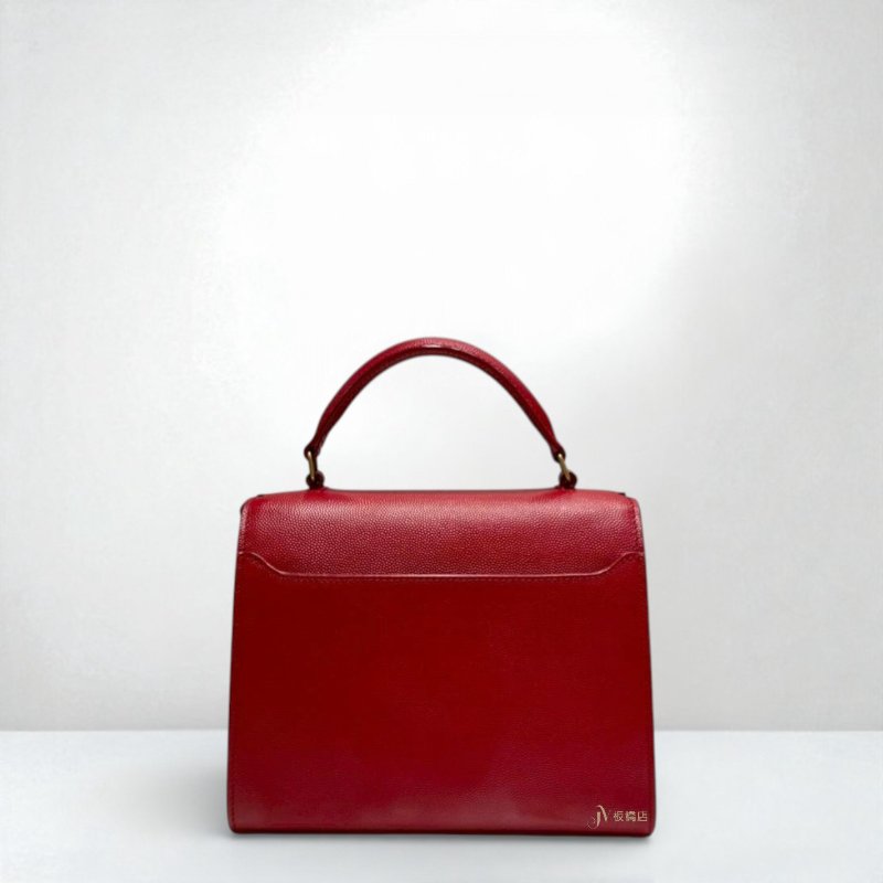 JY0098-YSL 紅色CASSANDRA粒面壓紋皮革迷你手提側背包-1