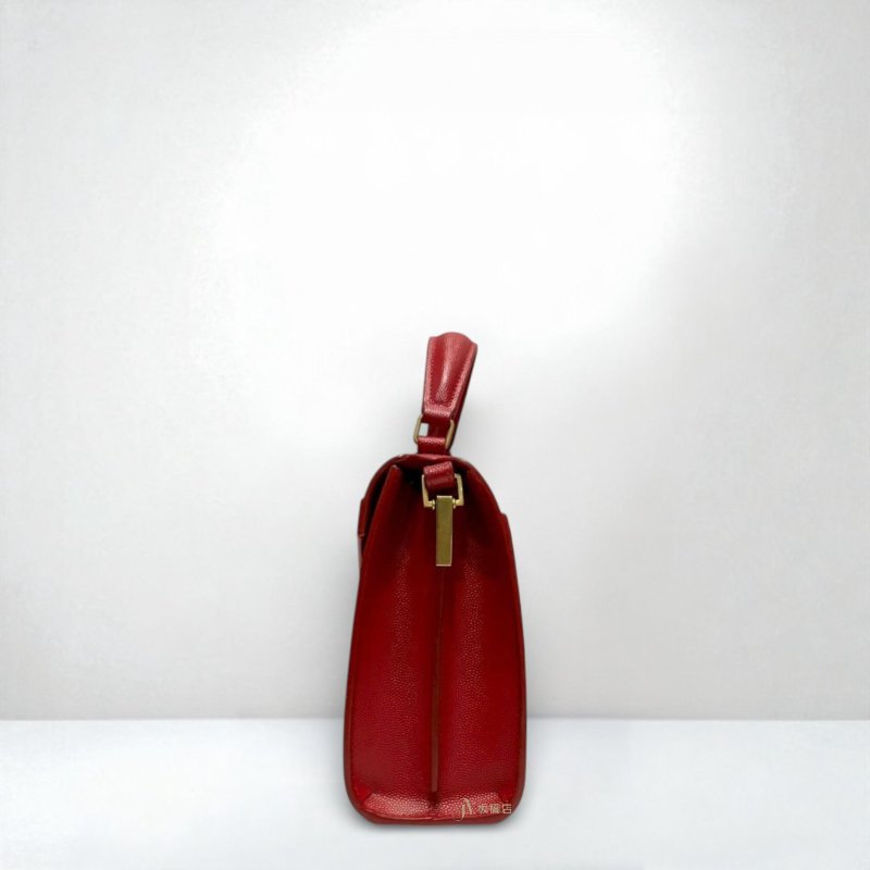 JY0098-YSL 紅色CASSANDRA粒面壓紋皮革迷你手提側背包-2