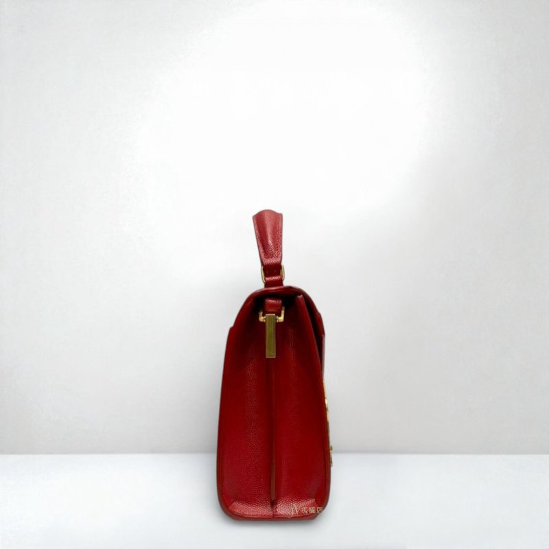 JY0098-YSL 紅色CASSANDRA粒面壓紋皮革迷你手提側背包-3