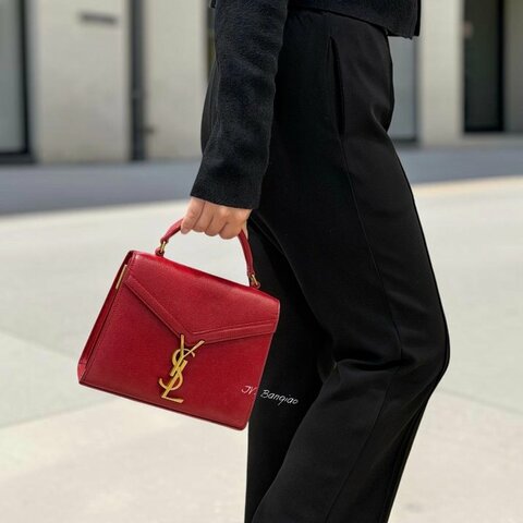 JY0098-YSL 紅色CASSANDRA粒面壓紋皮革迷你手提側背包