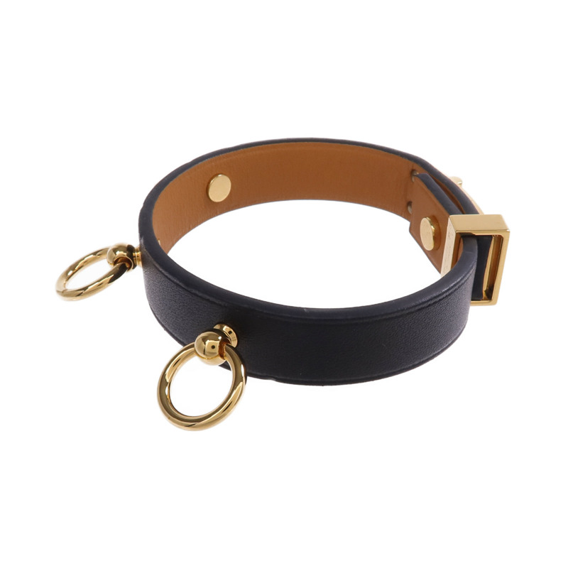 HERMES Swift皮革Mini Dog Anneaux金扣手帶Noir-1