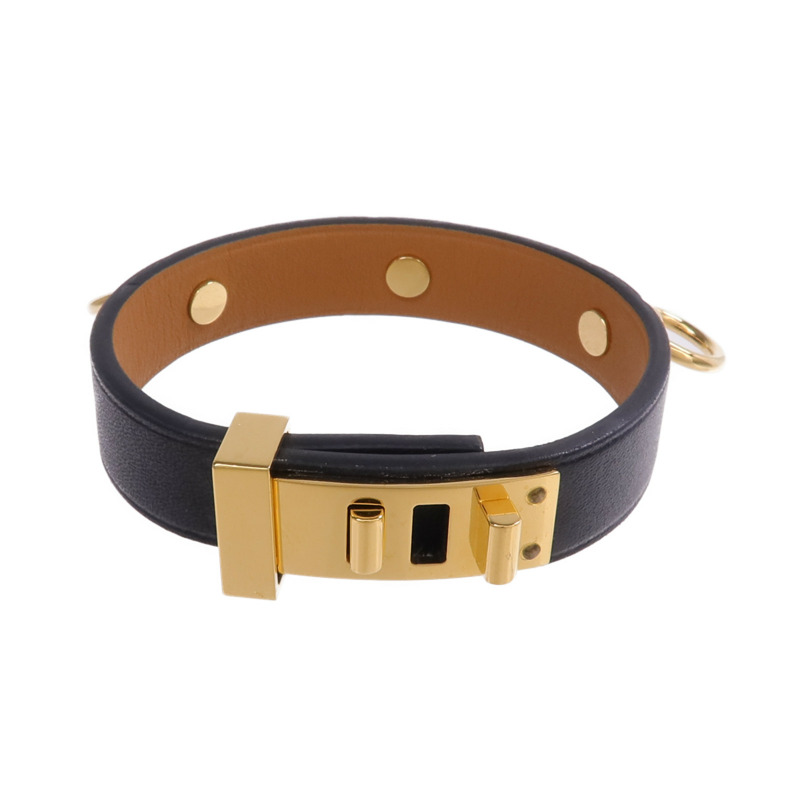 HERMES Swift皮革Mini Dog Anneaux金扣手帶Noir-2