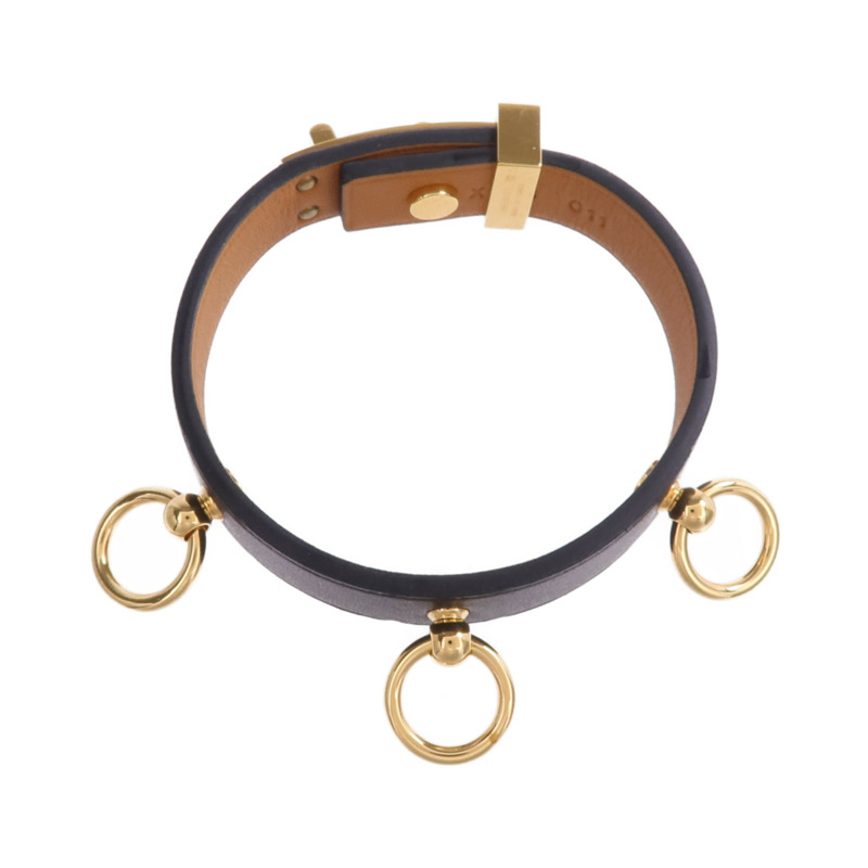 HERMES Swift皮革Mini Dog Anneaux金扣手帶Noir-3