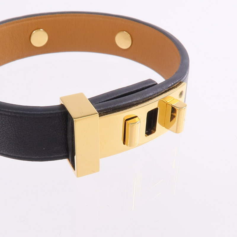 HERMES Swift皮革Mini Dog Anneaux金扣手帶Noir-4