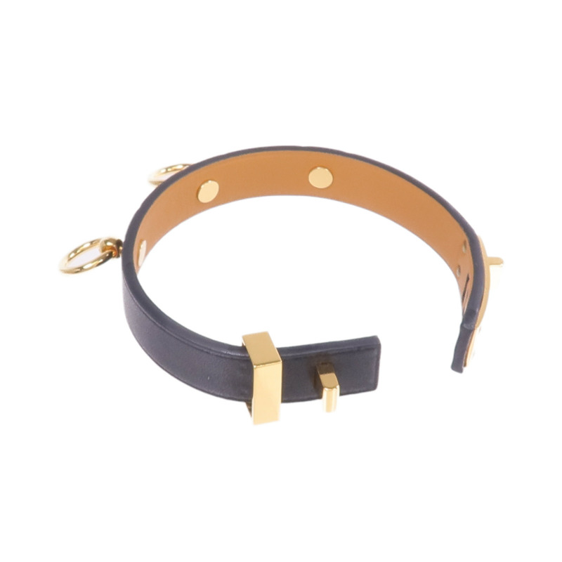 HERMES Swift皮革Mini Dog Anneaux金扣手帶Noir-6