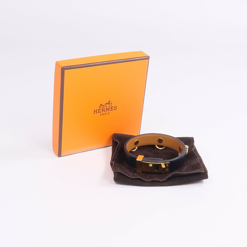 HERMES Swift皮革Mini Dog Anneaux金扣手帶Noir-9
