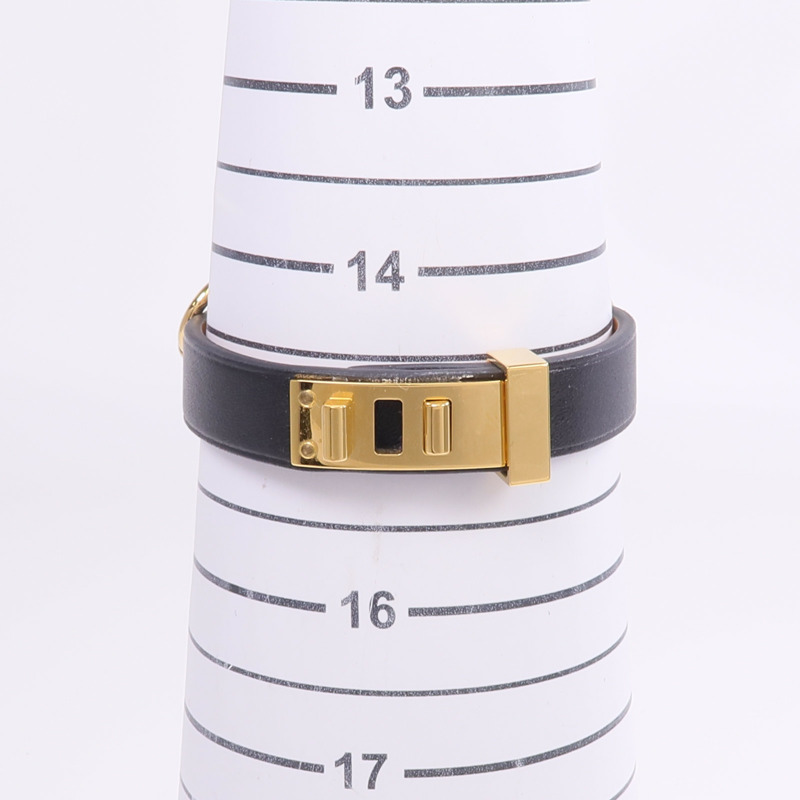 HERMES Swift皮革Mini Dog Anneaux金扣手帶Noir-10