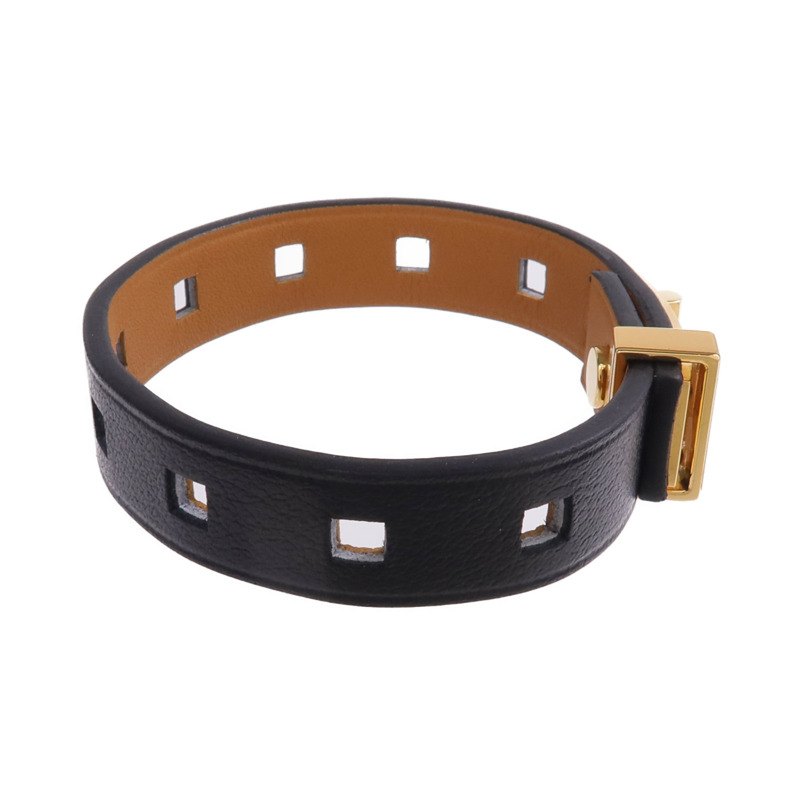 HERMES Evercolor皮革Mini Dog Clous金扣手帶Noir-1