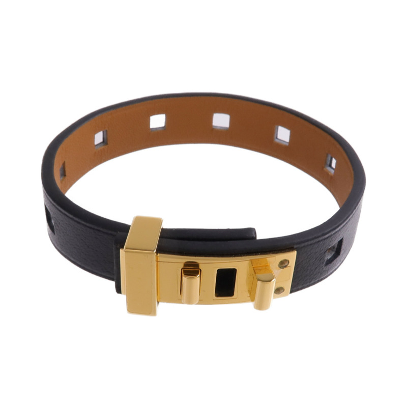 HERMES Evercolor皮革Mini Dog Clous金扣手帶Noir-2