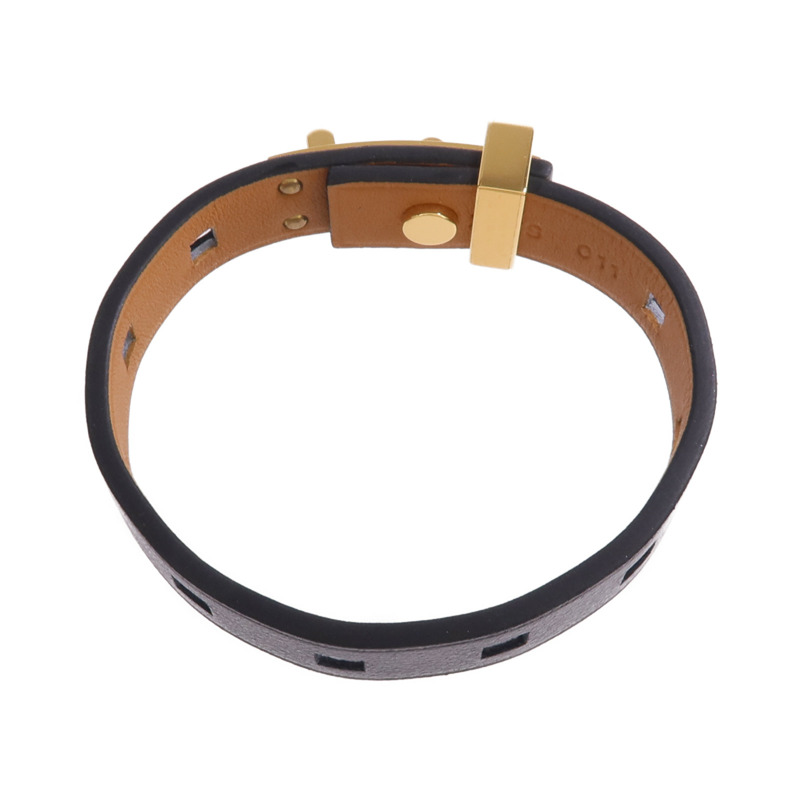 HERMES Evercolor皮革Mini Dog Clous金扣手帶Noir-3