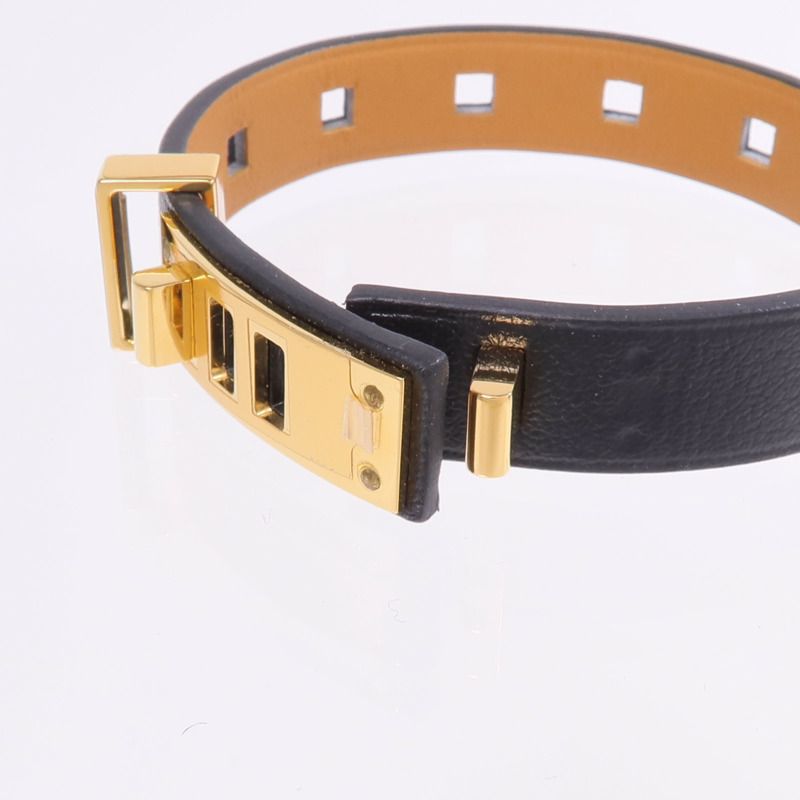 HERMES Evercolor皮革Mini Dog Clous金扣手帶Noir-5