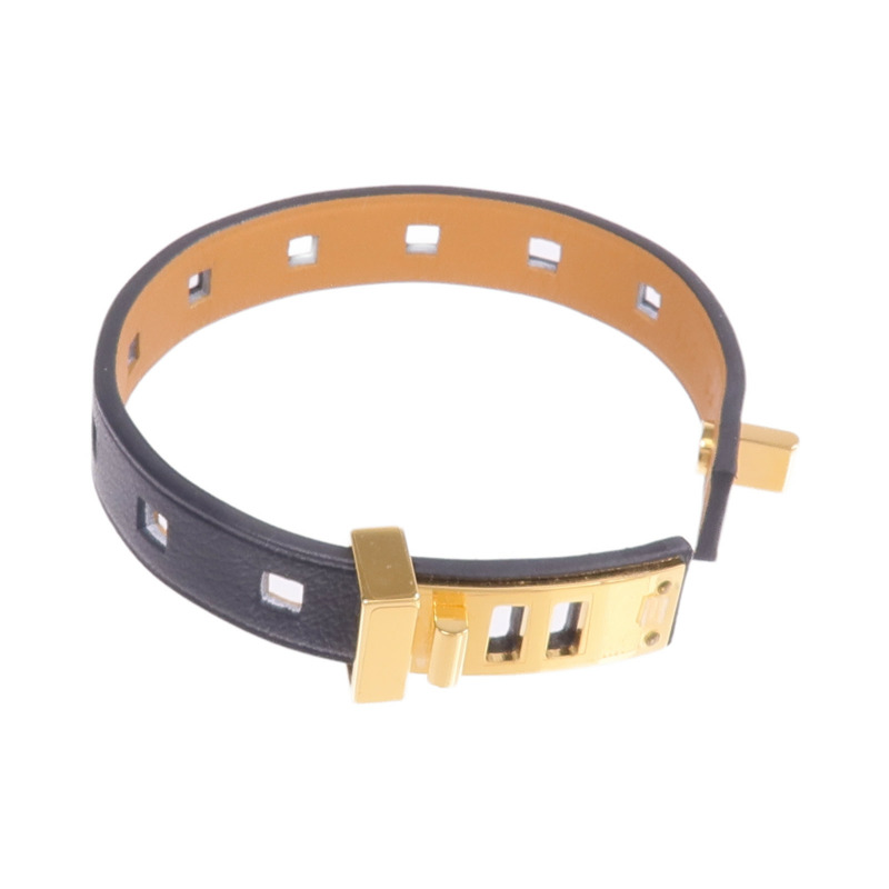 HERMES Evercolor皮革Mini Dog Clous金扣手帶Noir-6