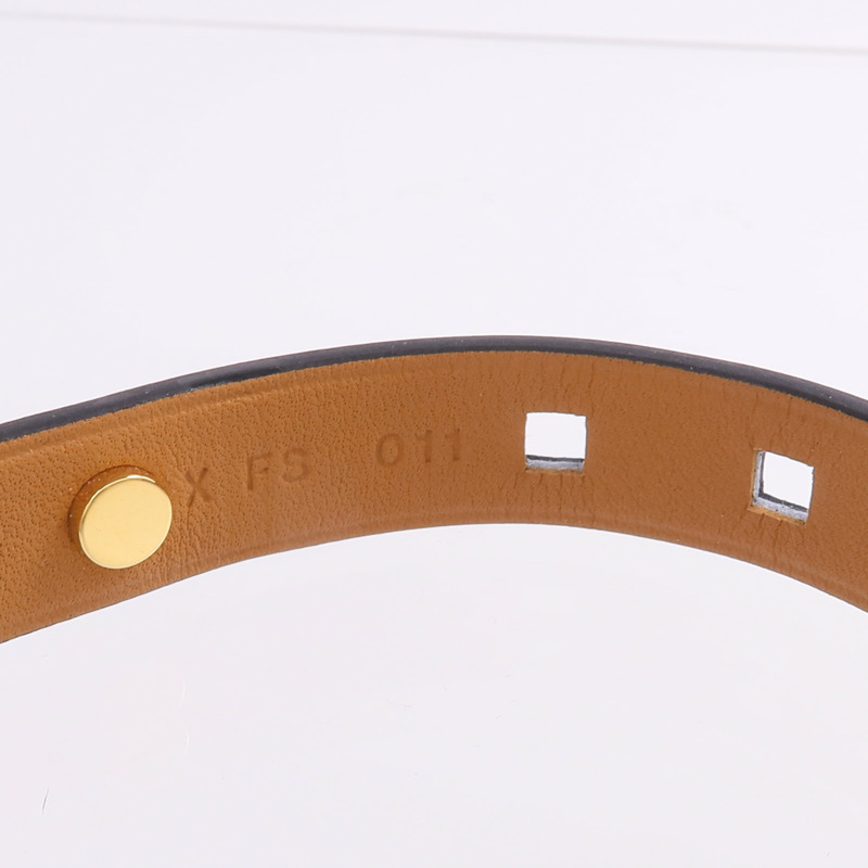 HERMES Evercolor皮革Mini Dog Clous金扣手帶Noir-7