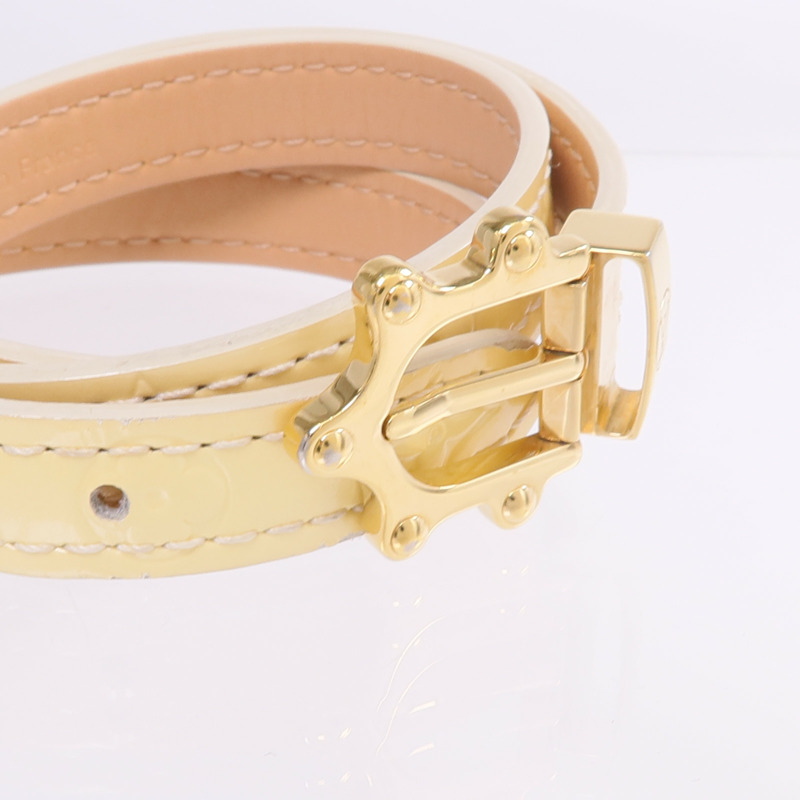 LOUIS VUITTON Monogram Vernis Triple Tour Bracelet金扣手帶-5