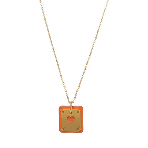 HERMES 金屬/皮革As De Coeur Necklace項鍊