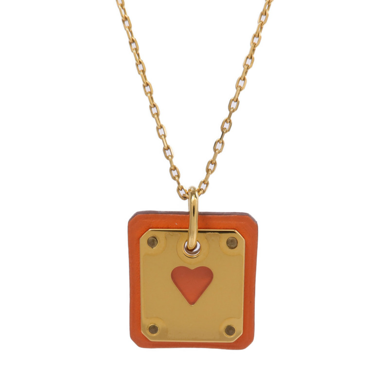 HERMES 金屬/皮革As De Coeur Necklace項鍊-2