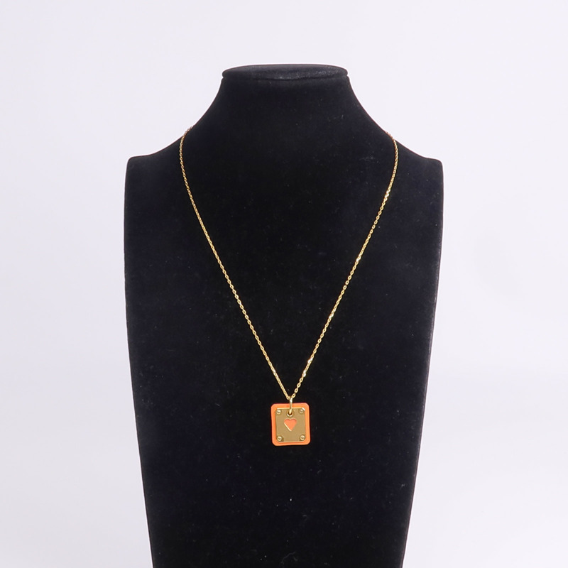 HERMES 金屬/皮革As De Coeur Necklace項鍊-8
