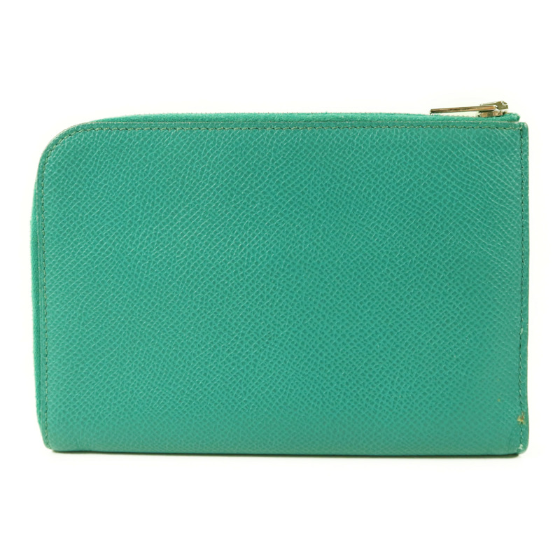 HERMES Epsom皮革Zipper Long Wallet銀扣拉鏈長錢包Bleu Paon-1