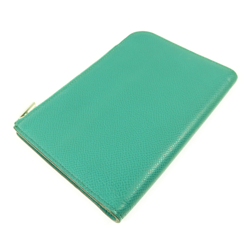 HERMES Epsom皮革Zipper Long Wallet銀扣拉鏈長錢包Bleu Paon-2