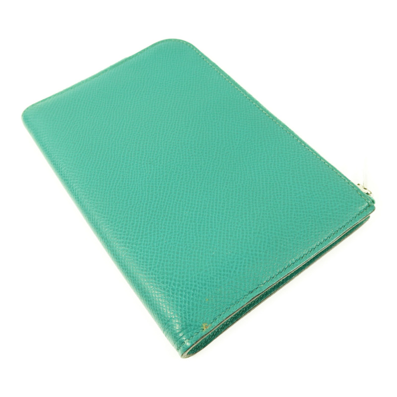 HERMES Epsom皮革Zipper Long Wallet銀扣拉鏈長錢包Bleu Paon-3