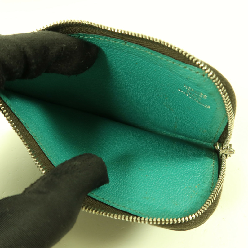 HERMES Epsom皮革Zipper Long Wallet銀扣拉鏈長錢包Bleu Paon-9