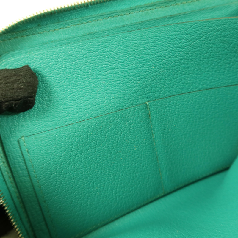 HERMES Epsom皮革Zipper Long Wallet銀扣拉鏈長錢包Bleu Paon-17