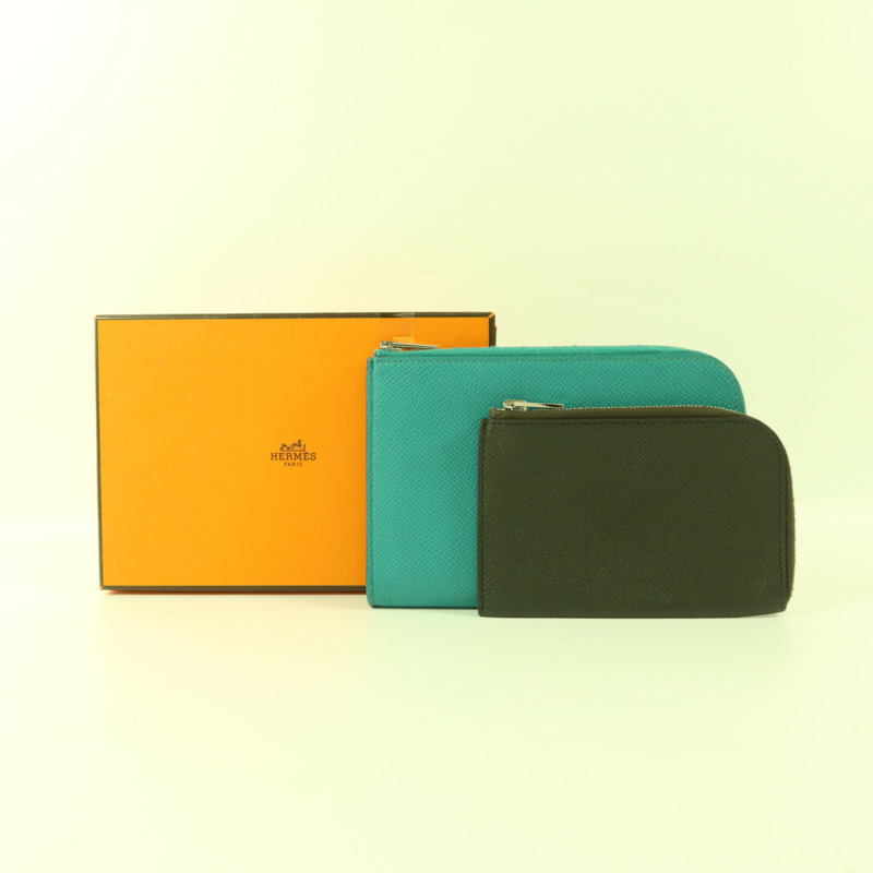HERMES Epsom皮革Zipper Long Wallet銀扣拉鏈長錢包Bleu Paon-21