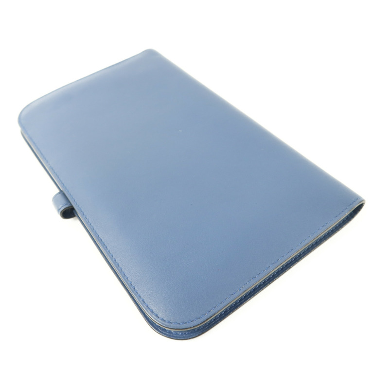 HERMES Swift皮革Dogon GM銀扣長錢包Blue Agate-3