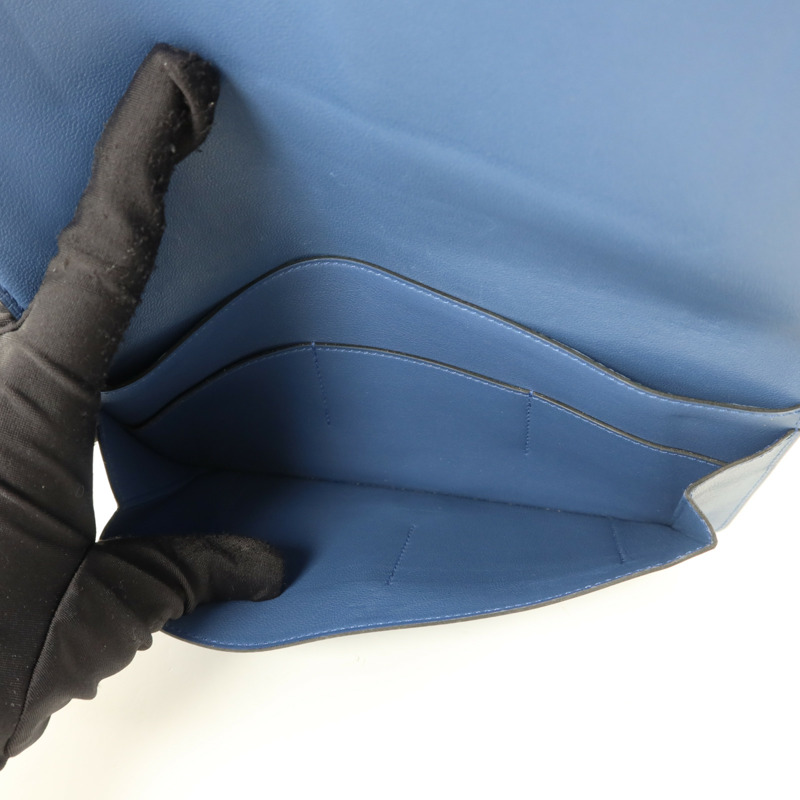 HERMES Swift皮革Dogon GM銀扣長錢包Blue Agate-4