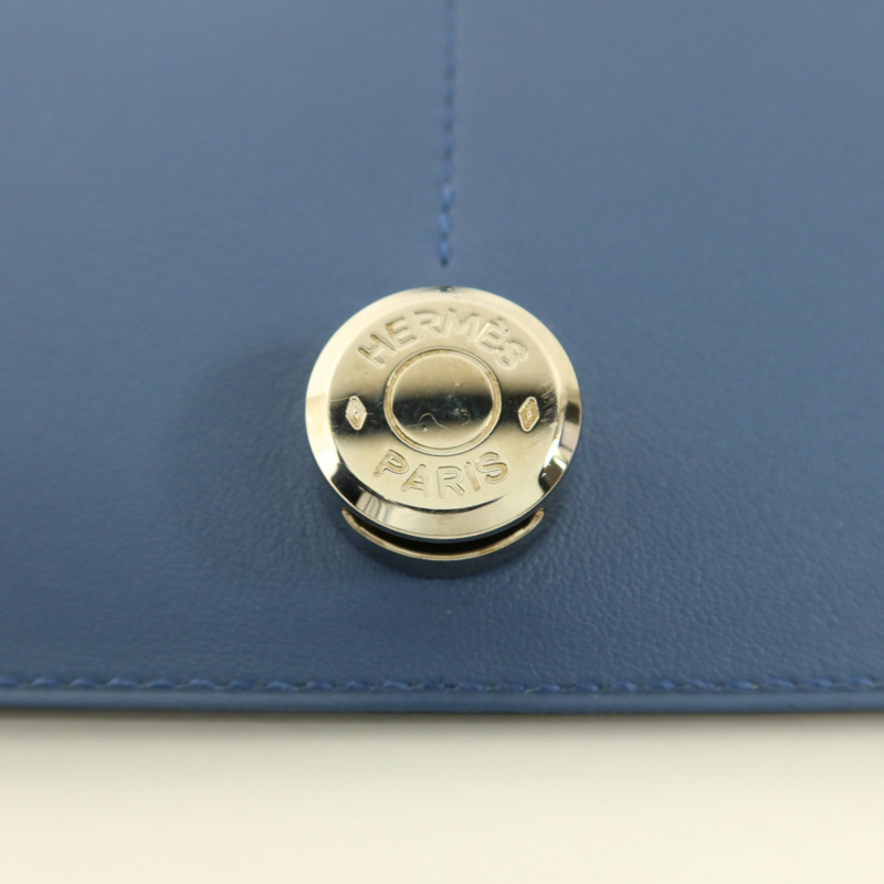 HERMES Swift皮革Dogon GM銀扣長錢包Blue Agate-7