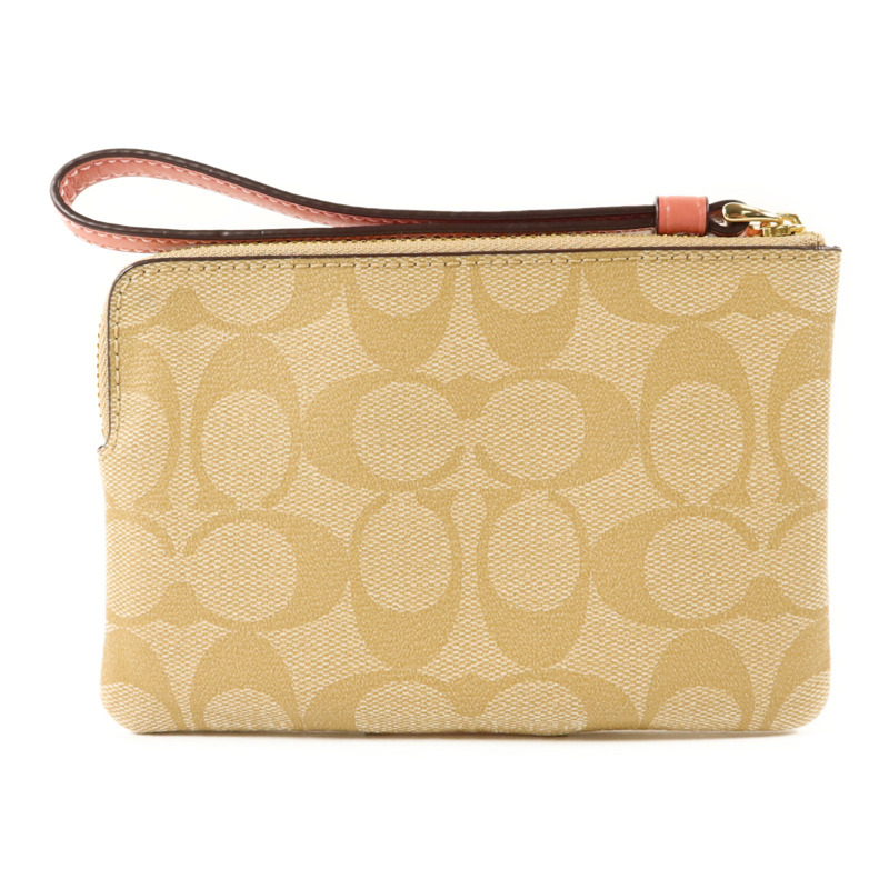 COACH 塗層帆布Corner Zip Wristlet金扣拉鏈錢包-1