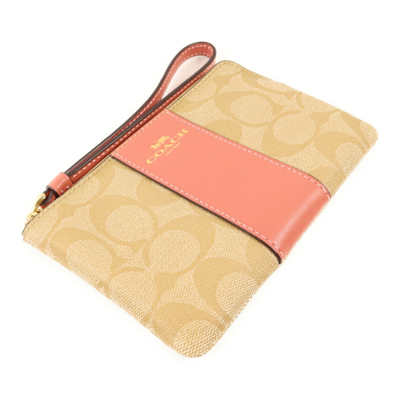 COACH 塗層帆布Corner Zip Wristlet金扣拉鏈錢包-2