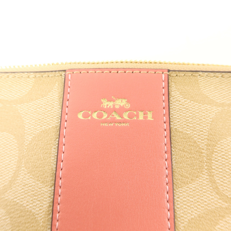 COACH 塗層帆布Corner Zip Wristlet金扣拉鏈錢包-5