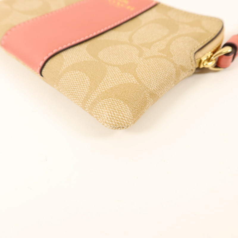 COACH 塗層帆布Corner Zip Wristlet金扣拉鏈錢包-7