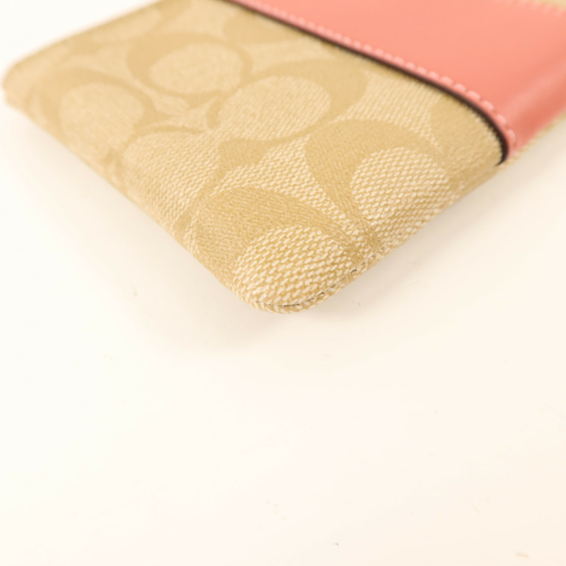 COACH 塗層帆布Corner Zip Wristlet金扣拉鏈錢包-8