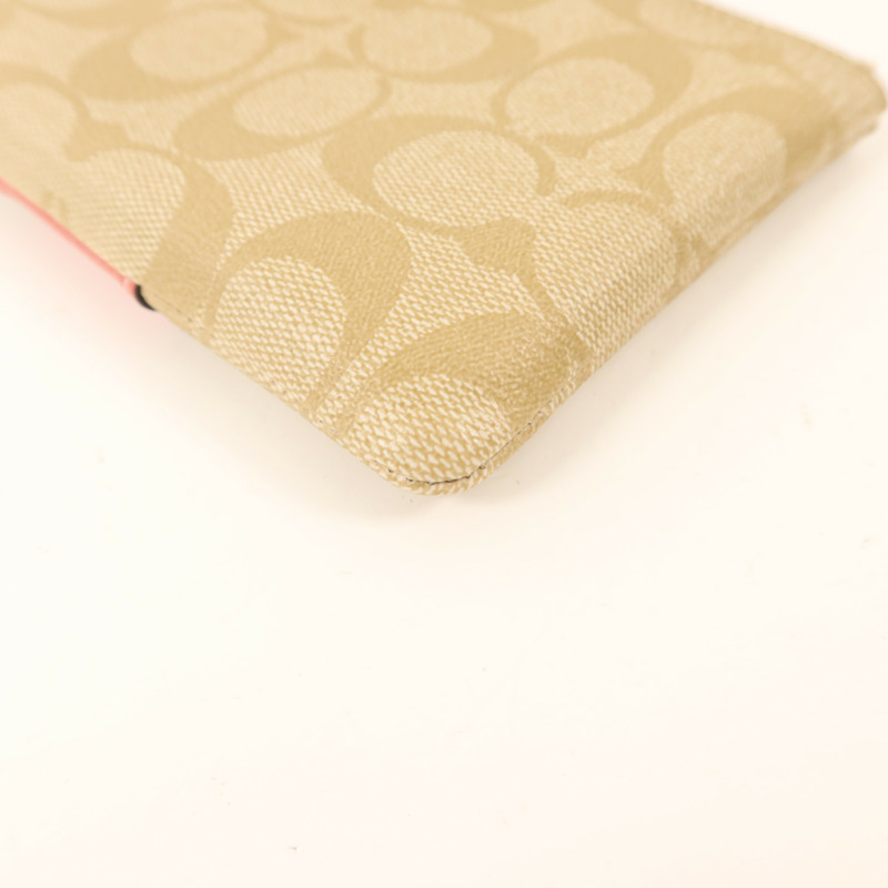 COACH 塗層帆布Corner Zip Wristlet金扣拉鏈錢包-9