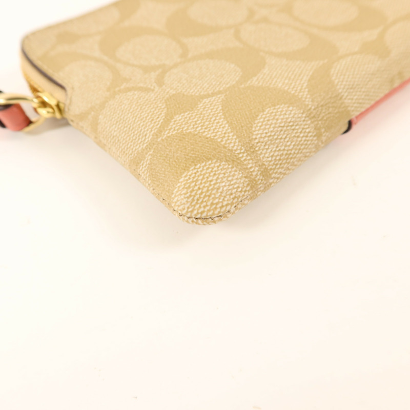 COACH 塗層帆布Corner Zip Wristlet金扣拉鏈錢包-10