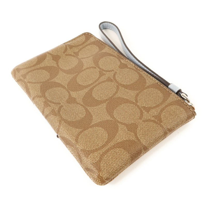 COACH 塗層帆布Corner Zip Wristlet金扣拉鏈錢包-3