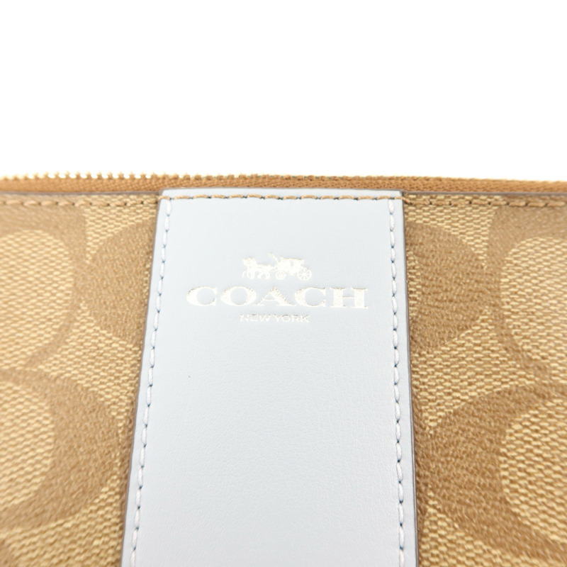 COACH 塗層帆布Corner Zip Wristlet金扣拉鏈錢包-5