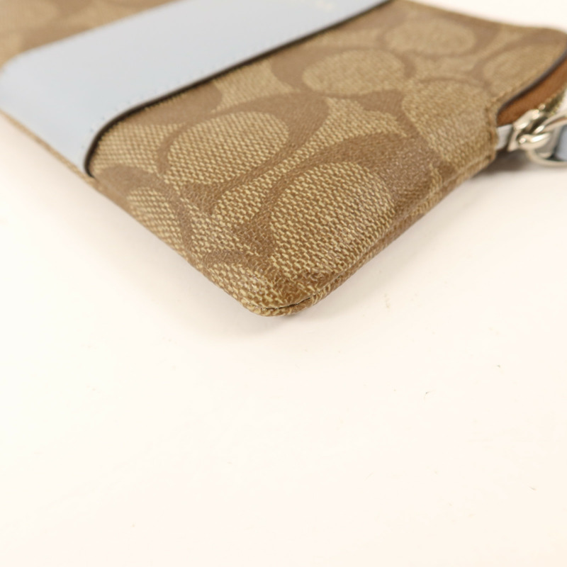 COACH 塗層帆布Corner Zip Wristlet金扣拉鏈錢包-7